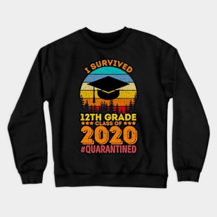 Vintage I Survived 12th Grade Funny Quarantine Graduation Class Of 2020 Quarantined Kids Boy Girls Gift Crewneck Sweatshirt